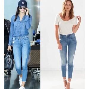 MOTHER The Stunner Ankle Fray Jean in Graffiti Girl